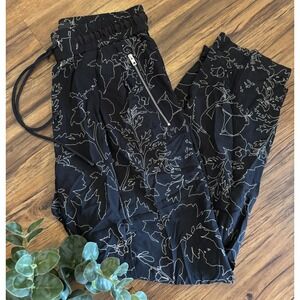 rag & bone Black Wide Leg Floral-Outline Jumpsuit/Pants